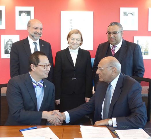 Dr. Santa J. Ono, president of UBC and Dr Shamsh Kassim-Lakha, Chairman of the Board of Trustees of UCA, in Vancouver