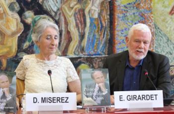 Edward Girardet with Diana Miserez during the panel discussions at the book launch of Prince Sadruddin Aga Khan: Humanitarian and Visionary (image credit: UN Library)