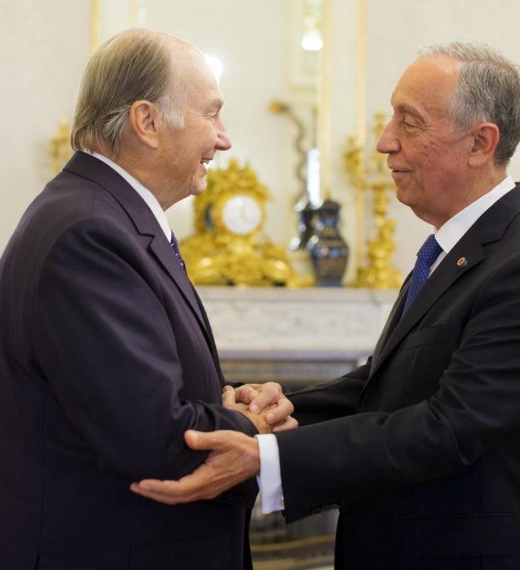 Hazar Imam with Portugal’s President Marcelo Rebelo de Sousa