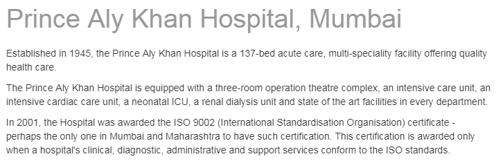 Prince Aly Khan Hospital, Mumbai