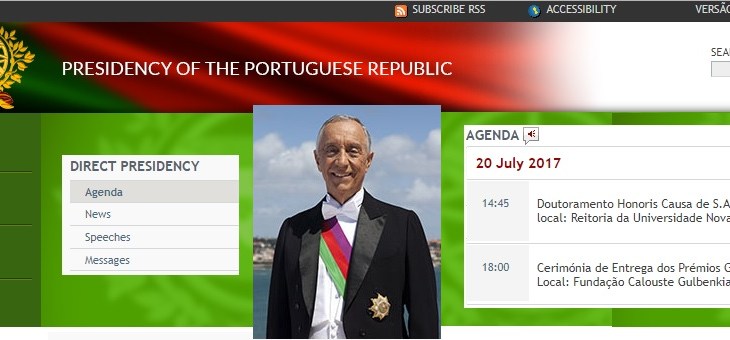 President of the Portuguese Republic to co-chair the ceremony honouring His Highness Shah Karim al-Hussaini, Prince Aga Khan with the Honoris Causa Doctorate