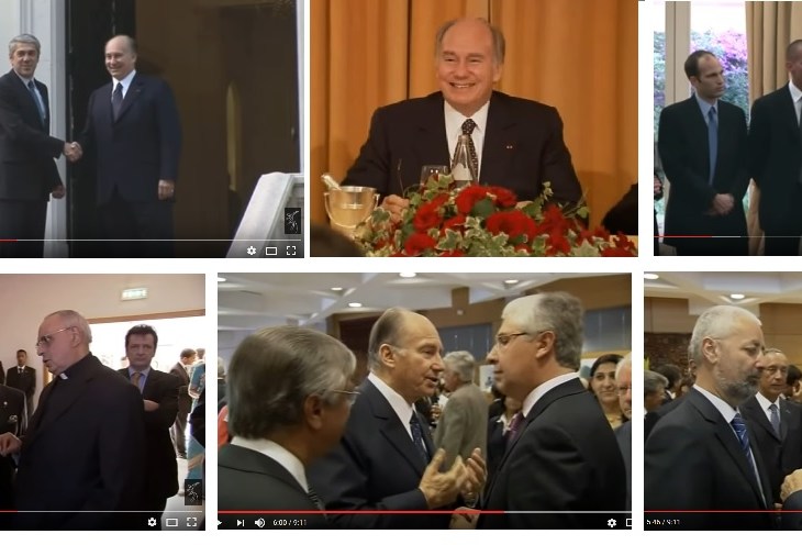 His Highness Prince Karim Aga Khan meeting with Portuguese President (top left) and other high ranking government and Catholic church officials (bottom 3 photos). Members of His Highness's family (top right) l-r: sons - Prince Hussain and Prince Rahim, brother - Prince Amyn.