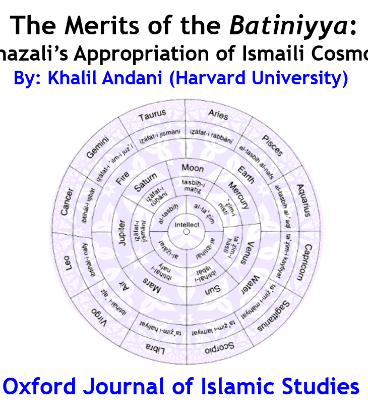New Publication: Al-Ghazālī’s Appropriation of Ismaʿili Cosmology by Khalil Andani