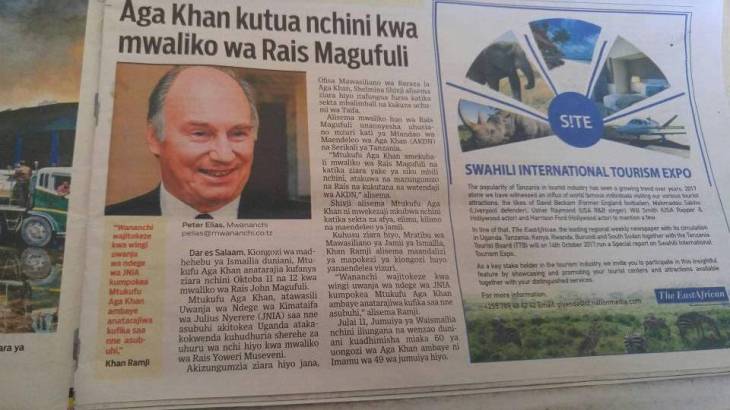 Tanzania: His Highness the Aga Khan due in the country tomorrow