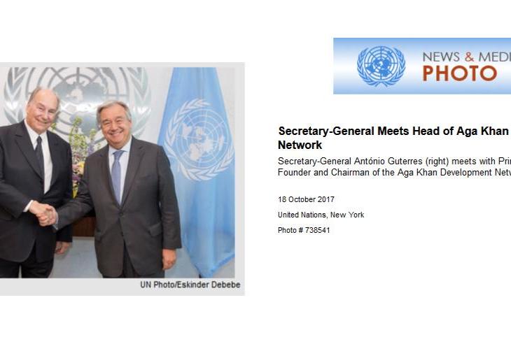 United Nations Photo: Secretary-General António Guterres meets with Prince Karim Aga Khan, Founder and Chairman of the Aga Khan Development Network
