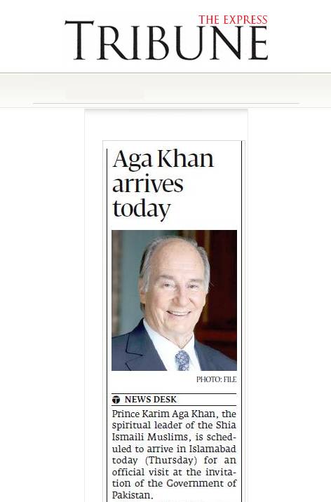 Aga Khan arrives today | Express Tribune Pakistan
