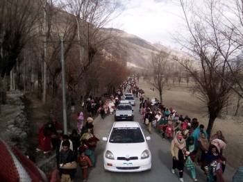 Ismaili Jamat walking to deedar in Yasin Valley