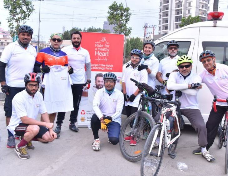 Cyclists, doctors and philanthropists launch fundraising drive for heart patients at the Aga Khan University Hospital