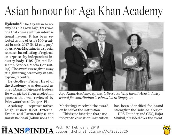 Asian Honour for Aga Khan Academy