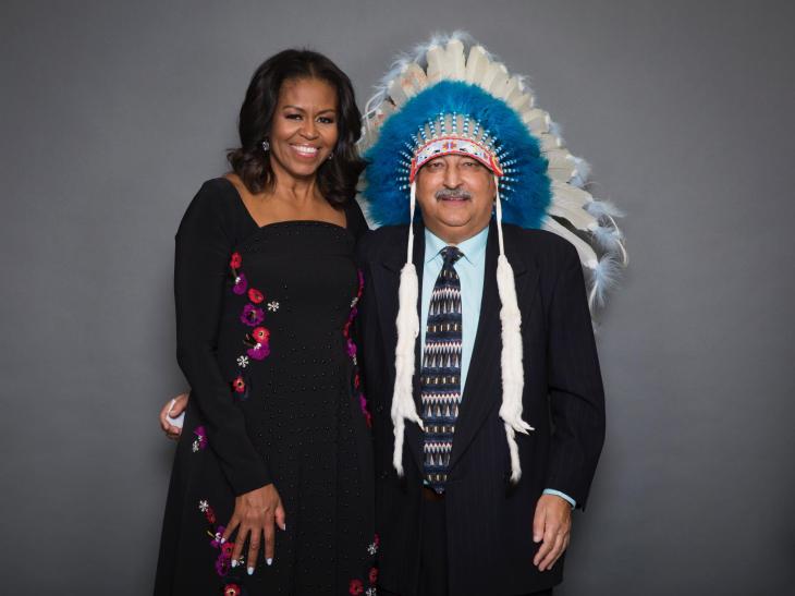 “Chief” Moez with Michelle Obama, the former US First Lady, in Calgary, Alberta.