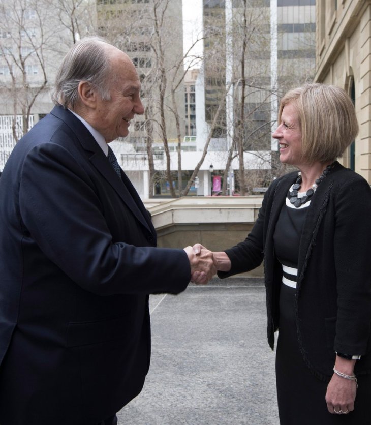 Premier Rachel Notley: A great honour to welcome His Highness the Aga Khan to Alberta today