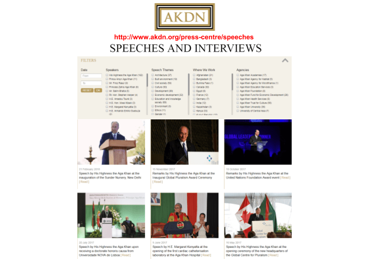 AKDN's Speeches & Interviews: A single, authorized source of all the words of wisdom