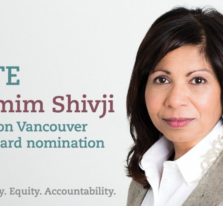 Lawyer Shamim Shivji stands for Vision Vancouver Park Board Nomination