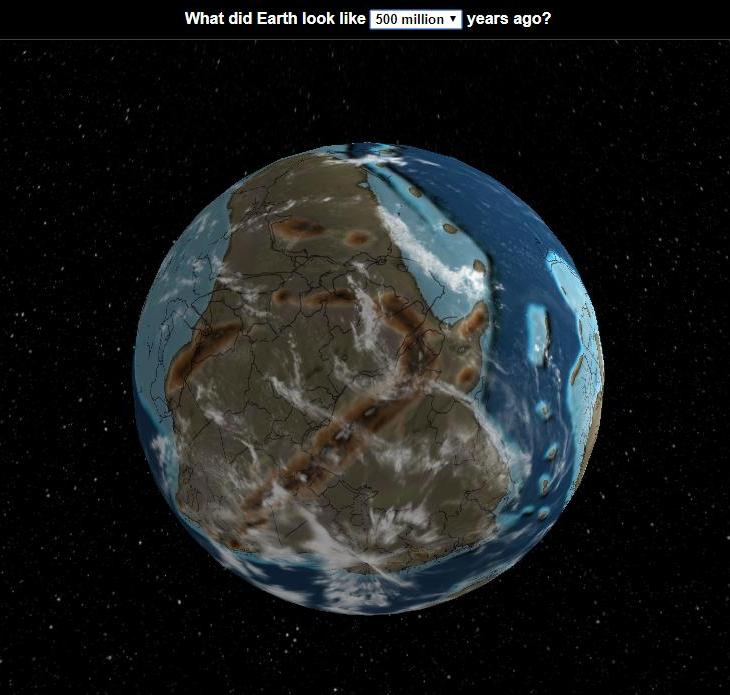 See how Earth looked at various stages in its evolution, from 600 million to 20 million years ago
