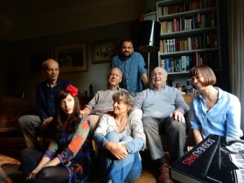 At home in Richmond, London, on his 96th birthday with his three children and three grandchildren. Photo credit: Terence Mitchison