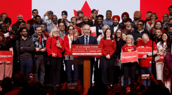 Ottawa, Canada. April 29, 2025: Canada' new Prime Minister, Mark Carney thanking Canada minutes after winning the 2025 election. "Thank you, Canada.Our strength lies in our resolve to work together. United, we will build Canada strong." Image credit: Mark Carney via X