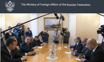 Moscow, Russia. April 20, 2017: His Highness Prince Karim Aga Khan IV, Imam of the Shia Ismaili Muslims and Chairman & Founder of the Aga Khan Development Network (AKDN) meets Sergei Lavrov, Russia’s Minister of Foreign Affairs. The Ismaili Imamat &amp; AKDN, and Russian delegations met to discuss areas of cooperation and mutual interest. Image credit: Russia / MoFA