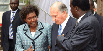 Nairobi, Kenya. July 27, 2011: Kenyan Prime Minister Raila Odinga (R), His Highness Prince Karim Aga Khan and acting Higher Education Minister Helen Sambili after the officially launching the Aga Khan University Graduate School of Media and Communication. Image credit: Fredrick Onyango . Nation Media Group