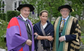 Maynooth, Co. Kildare, Ireland. 2008. (L-R) his Highness Prince Karim Aga Khan IV with daughter Princess Zahra Aga Khan and former Taoiseach Garret Fitzgerald. Image credit: Caroline Norris / ie