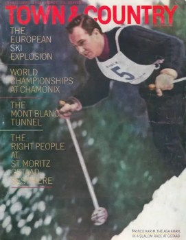 His Highness Prince Karim Aga Khan IV in a Slalom Race at Gstaad, Switzerland.