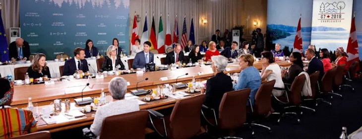 Charlevoix, Quebec, Canada - June 9th, 2018: Farah Mohamed's remarks to G7 leaders in Canada. "Monsieur Le President Macron, please prioritize girls’ education in France next year. Prime Minister Abe, as you chair the G20 in 2019, please ensure that girls’ education is high up on your agenda. It is time to recognize that educated girls are an investment in a safer, healthier, wealthier world. On behalf of Malala and the 130 million girls who are out of school, thank you." image credit: Malala Fund