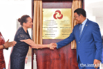Dar es Salaam, Tanzania. March 9th, 2019: The Prime Minister of Tanzania Hon. Kassim Majaliwa and Princess Zahra Aga Khan after the unveiling of a plaque to commemorate the opening of Phase II of The Aga Khan Hospital, Dar Es Salaam. Image credit: AKDN / Zahur Ramji
