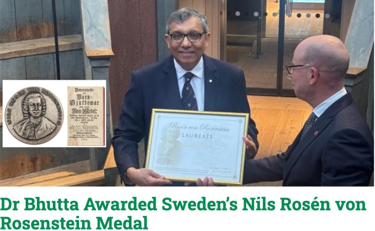 Dr. Zulfiqar Ahmed Bhutta of Aga Khan University Honored with the Rosen von Rosenstein Award