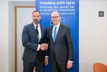 Brussels, Belgium. March 17, 2025: His Highness Prince Rahim al-Hussaini Aga Khan V with Niels Annen, the German Government’s Parliamentary State Secretary to the Federal Minister for Economic Cooperation and Development. Image credit: AKDN / DPMN